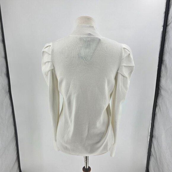 Elena Wang Womens Ivory Ribbed Knit Top S/P - Picture 3 of 10